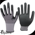 SRSAFETY cheap price/15g nylon and spandex thin foam nitrile gloves/hand gloves